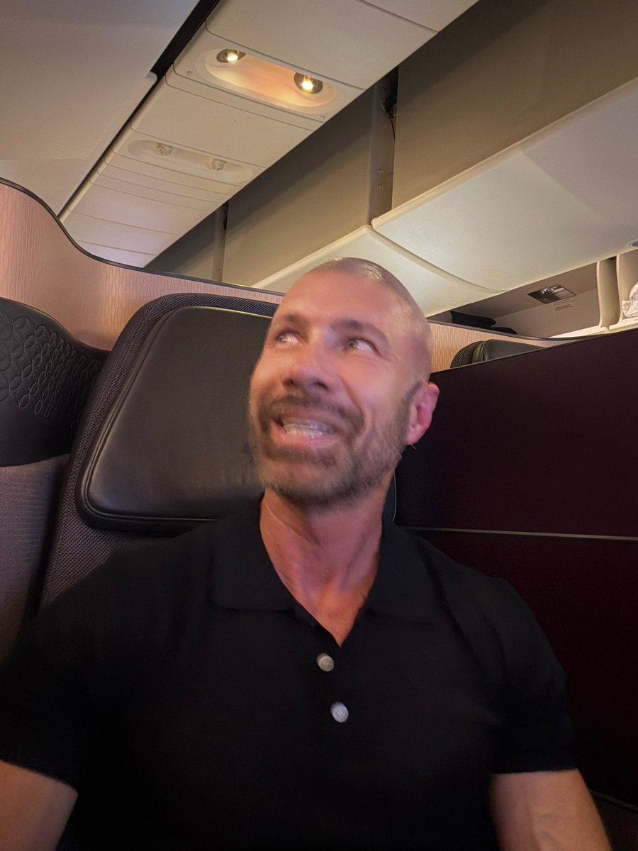 HotRawHole2Fill's tweet photo. Business class suite Aus to Europe. Dinner, slept 10 hours on way to Qatar, then watched a few movies en-route to Europe. Devil wears Prada 2 but Song Sung Blue was the winner. AMAZING! https://t.co/TJCIakOWRS