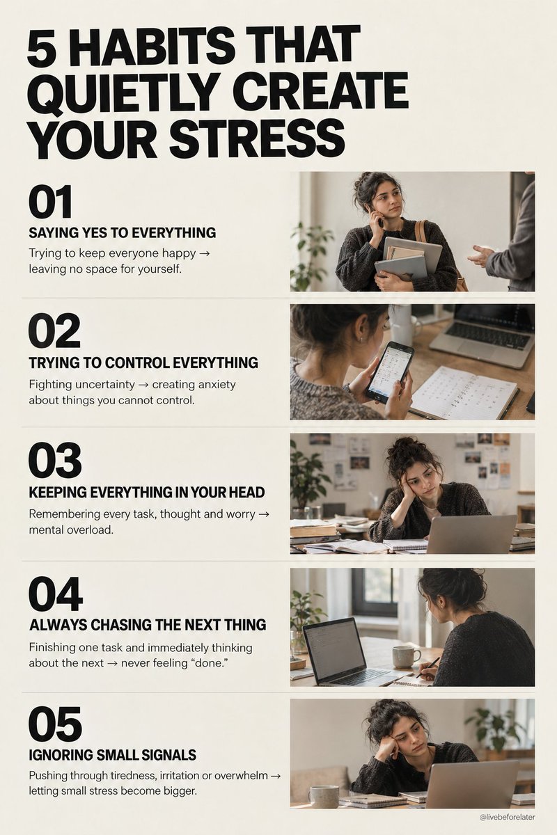 LiveBeforeLater's tweet photo. Sometimes life isn’t asking too much of us.

We’re asking too much of ourselves.

Saying yes when we mean no. Trying to control what we can’t. Carrying every thought. Chasing what’s next.

Maybe peace begins when we stop adding stress to what’s already there. https://t.co/0J5AdS8o41