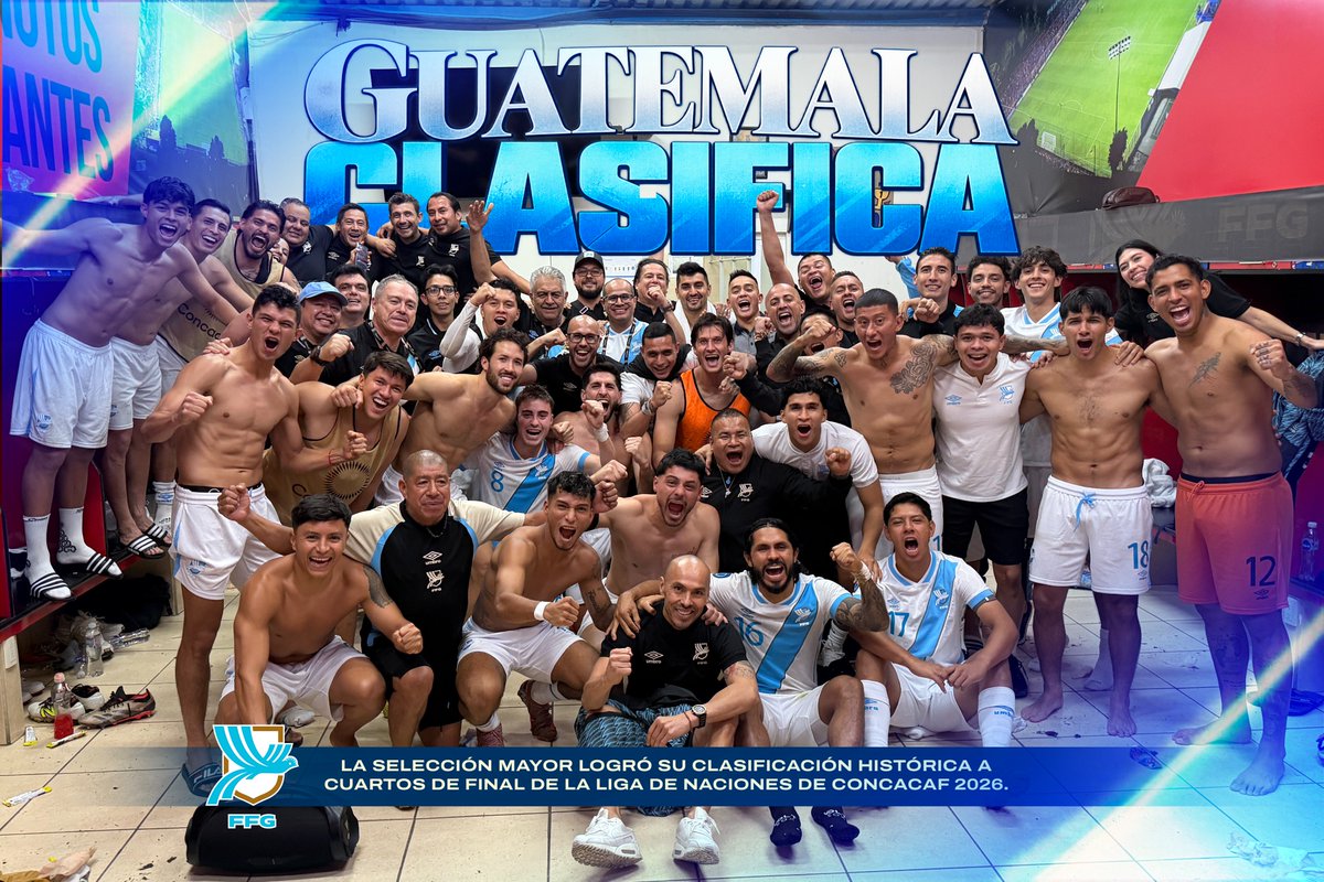 fedefut_oficial's tweet photo. #SeleMayor hizo historia al conseguir su clasificación a los Cuartos de Final de la Liga de Naciones de Concacaf.

Guatemala enfrentará a Canadá en una serie de ida y vuelta, que se disputará durante la ventana del 9 al 17 de noviembre 2026.

#ModoSelección #VamosGuate 💪⚽️🇬🇹💙 https://t.co/FFiWpbDw13