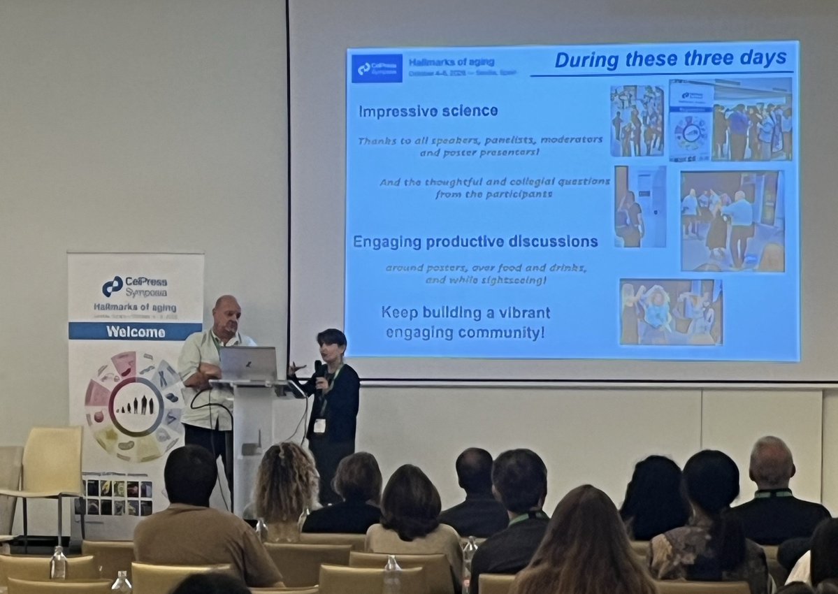 CellPressEvents's tweet photo. Closed Cell Press Symposia: Hallmarks of aging with the thought-provoking panel: Drivers of aging: are we there yet?, hosted by Cell editor, Amber! Congrats poster prize winners!  Thank you to all who made this conference special. Hope to meet again in two years! #CSAging2026 https://t.co/JvoSjqu8B7