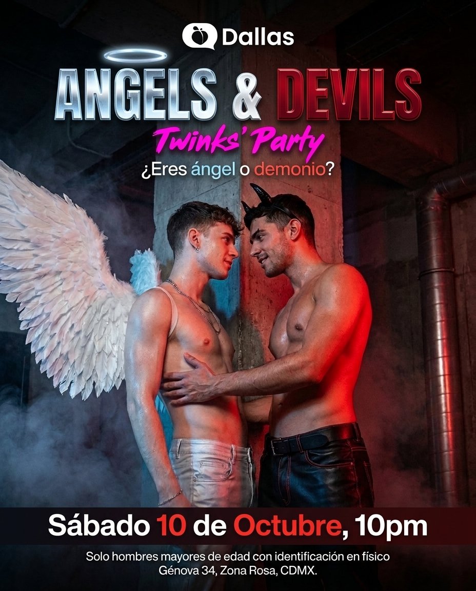dallas__mx's tweet photo. 👀 ¿Eres twink +18 y creador de contenido adulto? 📹🔞
Te queremos en ANGELS &amp; DEVILS este sábado por la noche. 👼🏻😈
📸 Responde con tu mejor foto o video para ser considerado. Elegiremos a los más sexys para invitarlos a la fiesta. ¿Serás uno de ellos? https://t.co/SwCG6XdabI