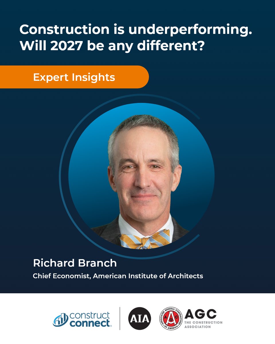 ConstructConnx's tweet photo. One outlook. Four lenses.

Ken Simonson, Michael Guckes, Richard Branch, and Kristy O’Brien will bring design, economic, contractor, project-data, and pipeline perspectives to the Construction Economy Outlook Fall 2026.

https://t.co/zIPjzkTX4M

#ConstructionStartsHere https://t.co/E2hPXb3Rub