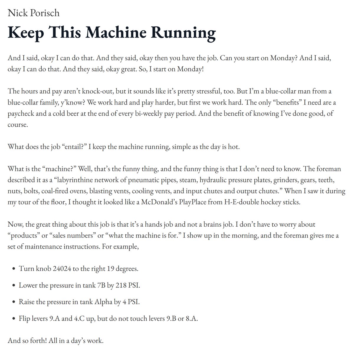 dishsoapquart's tweet photo. Wonderful flash up this week that captures the corporate grind a little too accurately. But maybe with a bit of a twist. Grab your magnifying glass and investigate "Keep This Machine Running" from Nick Porisch

Link: https://t.co/MFerMxMiRz https://t.co/OkcrTwB88s