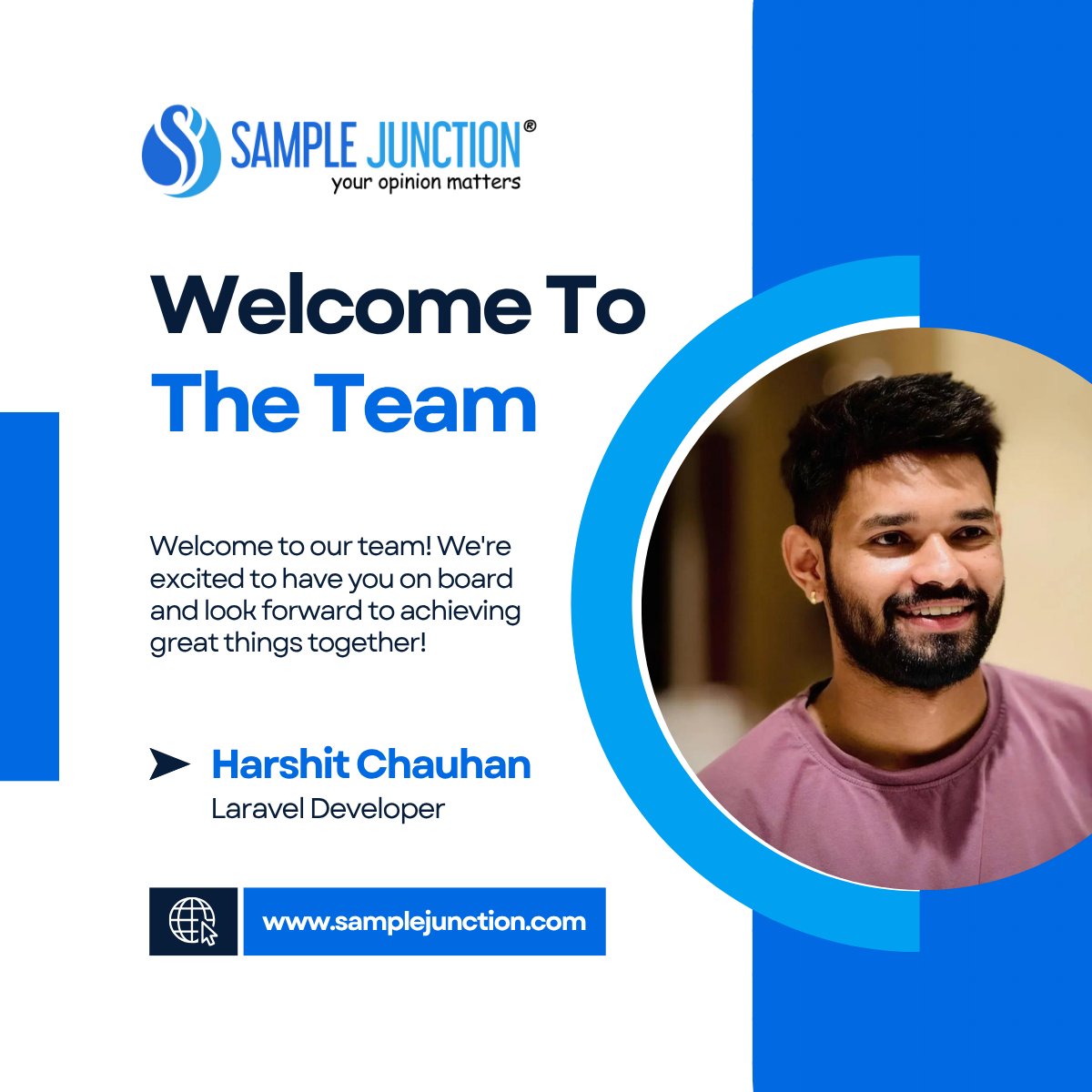 sample_junction's tweet photo. Welcome to the Team! 🎉
We’re delighted to welcome 𝐇𝐚𝐫𝐬𝐡𝐢𝐭 𝐂𝐡𝐚𝐮𝐡𝐚𝐧 to 𝐒𝐚𝐦𝐩𝐥𝐞 𝐉𝐮𝐧𝐜𝐭𝐢𝐨𝐧 as our 𝐋𝐚𝐫𝐚𝐯𝐞𝐥 𝐃𝐞𝐯𝐞𝐥𝐨𝐩𝐞𝐫.
Wishing you a successful and rewarding journey with us! 🚀

𝐖𝐞𝐛𝐬𝐢𝐭𝐞: https://t.co/MWUTtdiYdD

#SampleJunction https://t.co/2UToI6rwtl