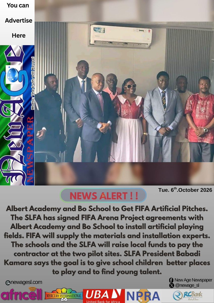 newage_sl's tweet photo. Albert Academy and Bo School to Get FIFA Artificial Pitches https://t.co/oN8KAu10Yi