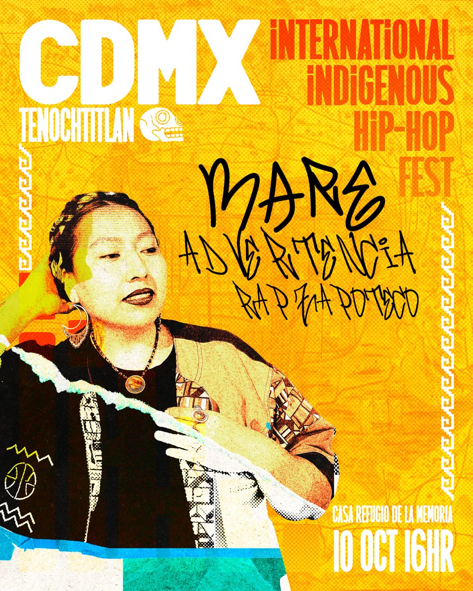Andreakomio's tweet photo. El Festival Internacional de Hip Hop Indígena nació en el Bronx. Este sábado llega a México.  Lanzamos el tema "A.I. (Ancestral Intelligence)" y luego cypher con Juan Sant, Mare Advertencia y más.  10 oct · 16:00 Casa Refugio de la Memoria, Citlaltépetl 25, CDMX. Entrada libre! https://t.co/vUS8ePTPB3