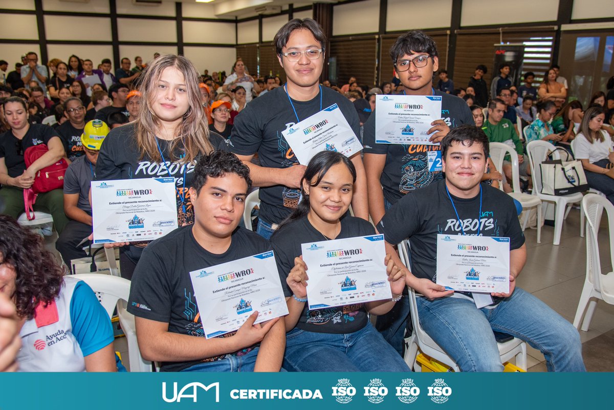UAMNica's tweet photo. 🤖💻 Estudiantes de la carrera de Ingeniería de Sistemas de la Universidad Americana (UAM) tuvieron una destacada participación en la edición nacional de la World Robot Olympiad (WRO).

#UAM https://t.co/PljJhMdyAN