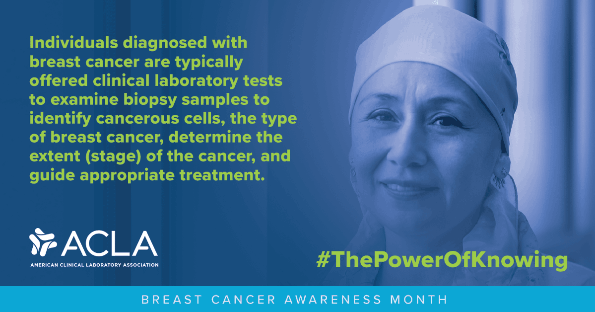 ACLAlabs's tweet photo. For patients diagnosed with breast cancer, clinical laboratory testing can help identify the type and extent of cancer and provide information to guide appropriate treatment. Learn more during #BreastCancerAwarenessMonth: https://t.co/4CEIqXMgtN. #ThePowerofKnowing https://t.co/L5ozOExh2P