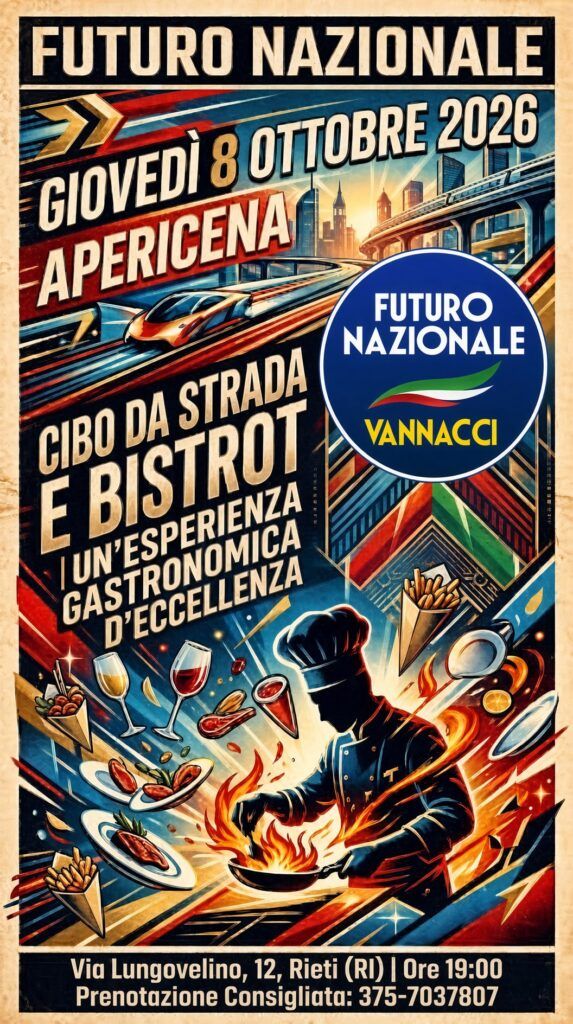 SabiniaTV's tweet photo. Futuro Nazionale Rieti: l’8 ottobre incontro e “Aperitivo Futurista” in vista dell’arrivo di Vannacci
https://t.co/hKckp3gPNw https://t.co/HcGbeWHDsR