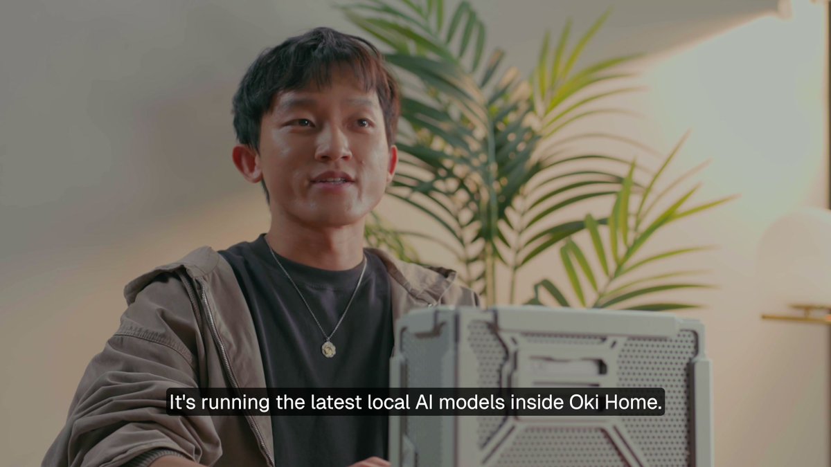 hiltonkutscka's tweet photo. That aluminum box looks neat on a desk. Oki Home seems like a practical Personal AI Computer for running models locally. https://t.co/uqy0Ddz2ua