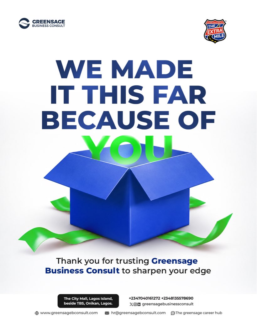GreensageC's tweet photo. We celebrate you—our clients, partners, and everyone who has trusted Greensage Business Consult with their people, business, and growth.

Thank you for trusting us to sharpen your edge. https://t.co/X4NrKpEq7g