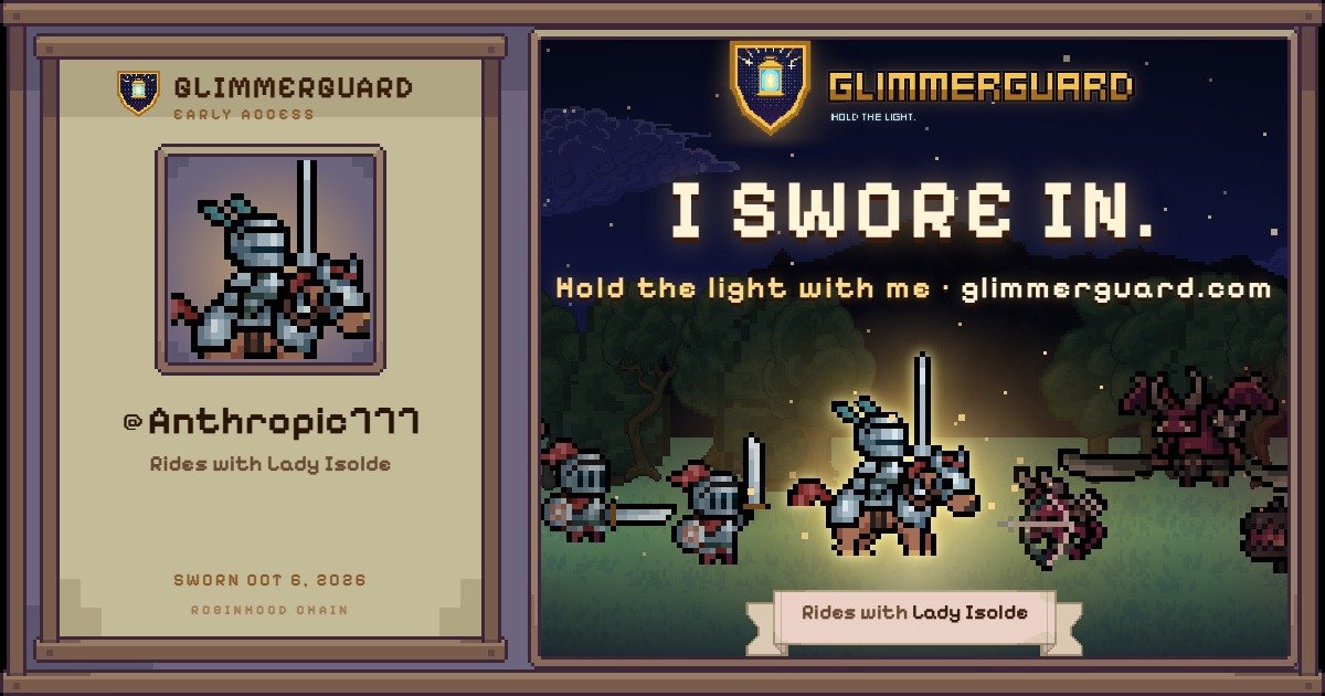 Anthropic777's tweet photo. Got my writ. Pixel war is coming to Robinhood Chain. https://t.co/hY91Sv74NI  try @GlimmerGuard https://t.co/MfDtOnHWIY
