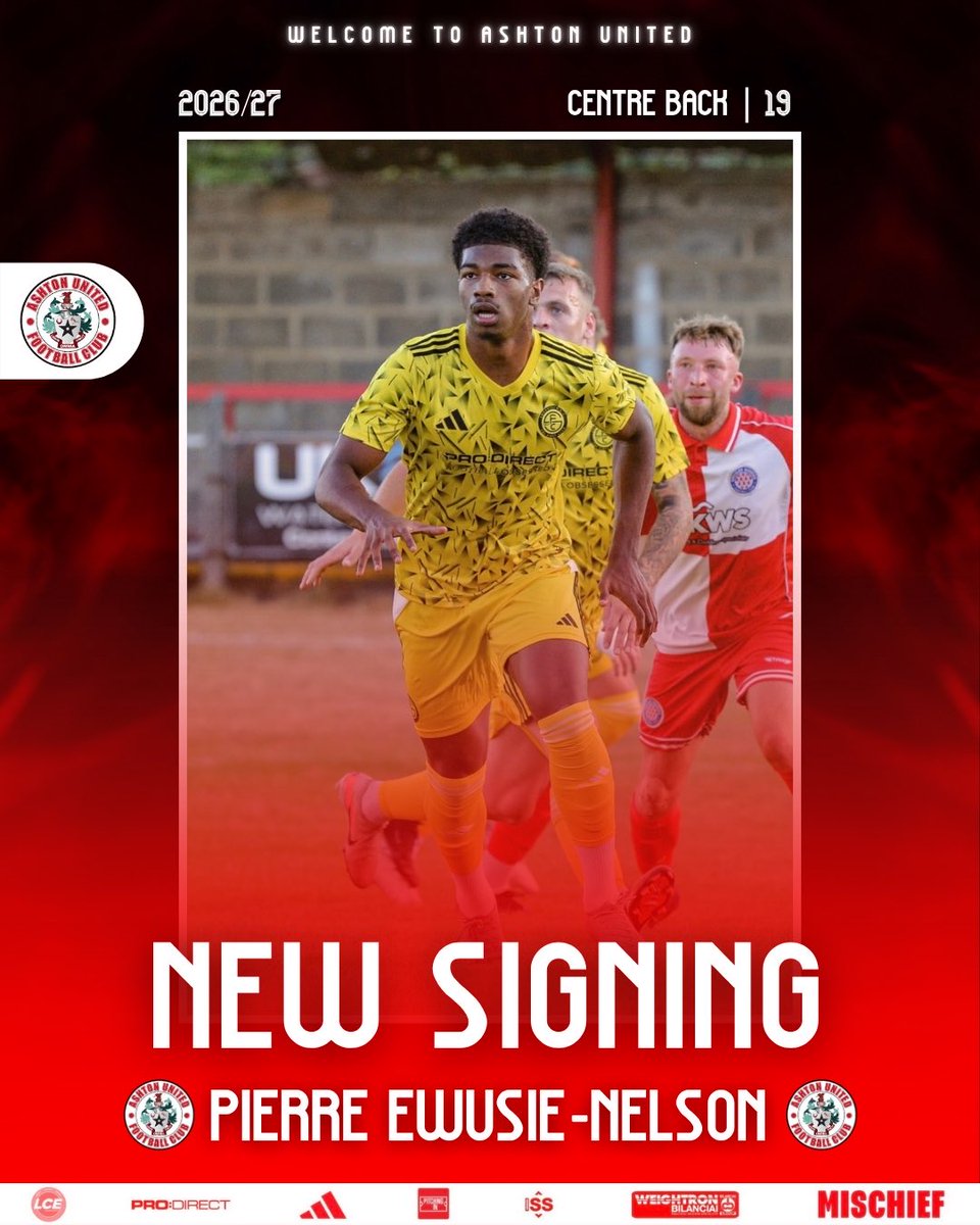 AshtonUnitedFC's tweet photo. 𝙋𝙄𝙀𝙍𝙍𝙀 𝙎𝙄𝙂𝙉𝙎 ✍️

Pierre Ewusie-Nelson joins The Robins from @sheffieldfc, bringing impressive footballing credentials from his time at West Ham academy!

The centre back will be available for selection in tonight’s fixture against @QuornAFC 🔜

#aufc #robinsrevolution https://t.co/9jXudB1pQu