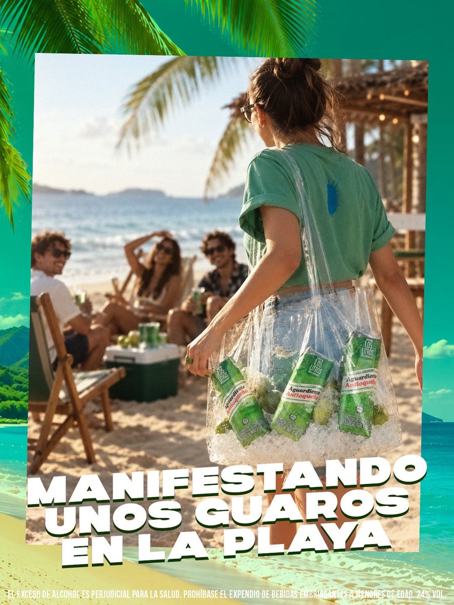 licosinu's tweet photo. Estas vacaciones se manifiestan ☀️🏄🏝️… y  la Nación Pa' Las Que Sea se celebran con Aguardiente Antioqueño  💚💙❤️

Que no falte el plan, la buena energía y ese brindis entre amig@s 🫧 https://t.co/f3f1pjwt7D