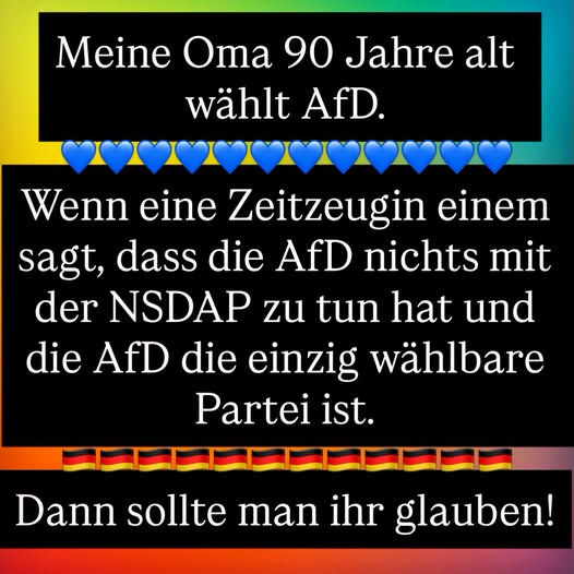 TotilaHammertal's tweet photo. Die Oma ist gut, die hat wenigstens noch alle Tassen im Schrank.😄👍 https://t.co/mQaNsBJdor