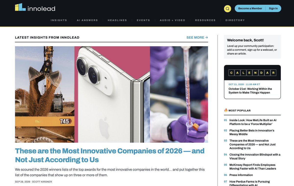 InnoLead's tweet photo. Have you logged in to the new InnoLead yet? We'd love for you to check it out and build your member profile page. If you're not currently an active member, you can set up a 14-day free trial at https://t.co/WwRUPqVRkQ.

#innovation #corporateinnovation #strategy https://t.co/pmOb6piTSl