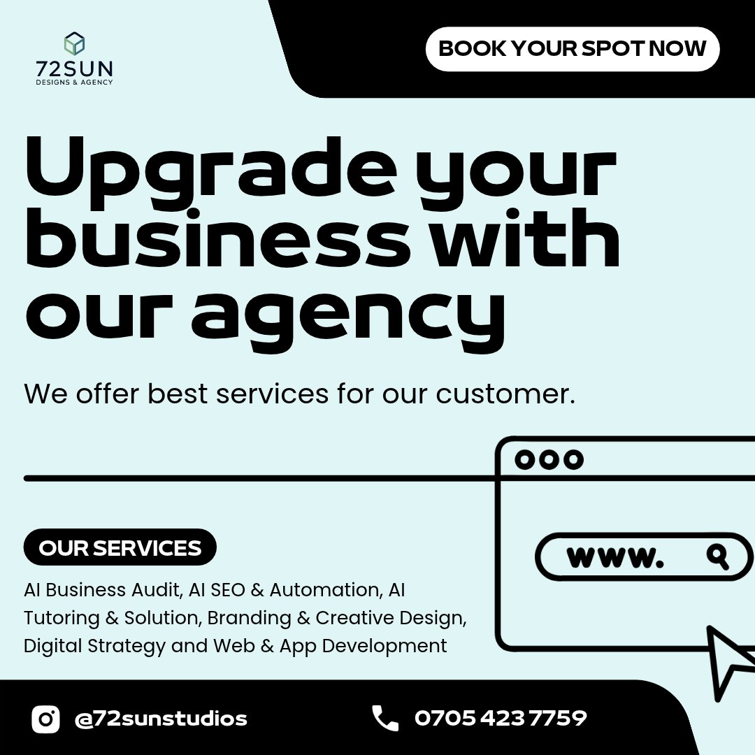 72SUNst's tweet photo. Ready to scale? 🚀

We build SEO, custom software, workflow automation &amp; brand systems that drive real growth.

Let's build. 💫 https://t.co/cs0sxfIUWm