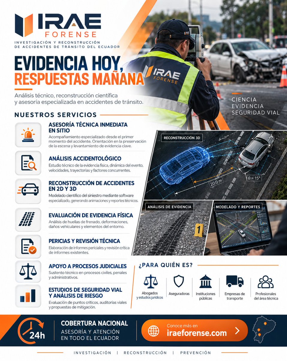 IraeForense's tweet photo. Un accidente de tránsito no comienza a investigarse días después. La evidencia empieza a desaparecer desde el primer minuto.

En IRAE FORENSE entendemos que una reconstrucción técnicamente sólida comienza con la correcta identificación y preservación de los elementos. https://t.co/aDFcFjnSur