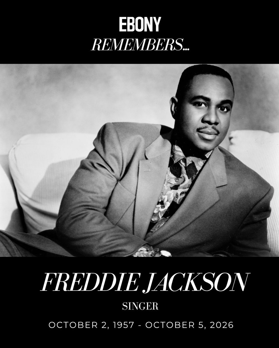 EBONY's tweet photo. Today, EBONY remembers Freddie Jackson, an R&B legend whose timeless ballads made him one of the culture's most beloved artists.

Long before millions knew his name, Freddie got his start singing at his childhood church in Harlem... roots that helped shape the warmth, control and soul that would later make his voice an unmistakable force in R&B.

With number one hits “Rock Me Tonight (For Old Times Sake),” “You Are My Lady,” “Have You Ever Loved Somebody” and “Jam Tonight,” Freddie helped set the standard for an era of R&B where Black love could be tender, passionate and fully felt.

Freddie leaves us with classics for every season of love... the kind we fall into, hold onto, miss and find our way back to. That music will keep bringing people together and reminding us just how good love can sound no matter the era.

Rest in peace, Freddie Jackson. 🖤