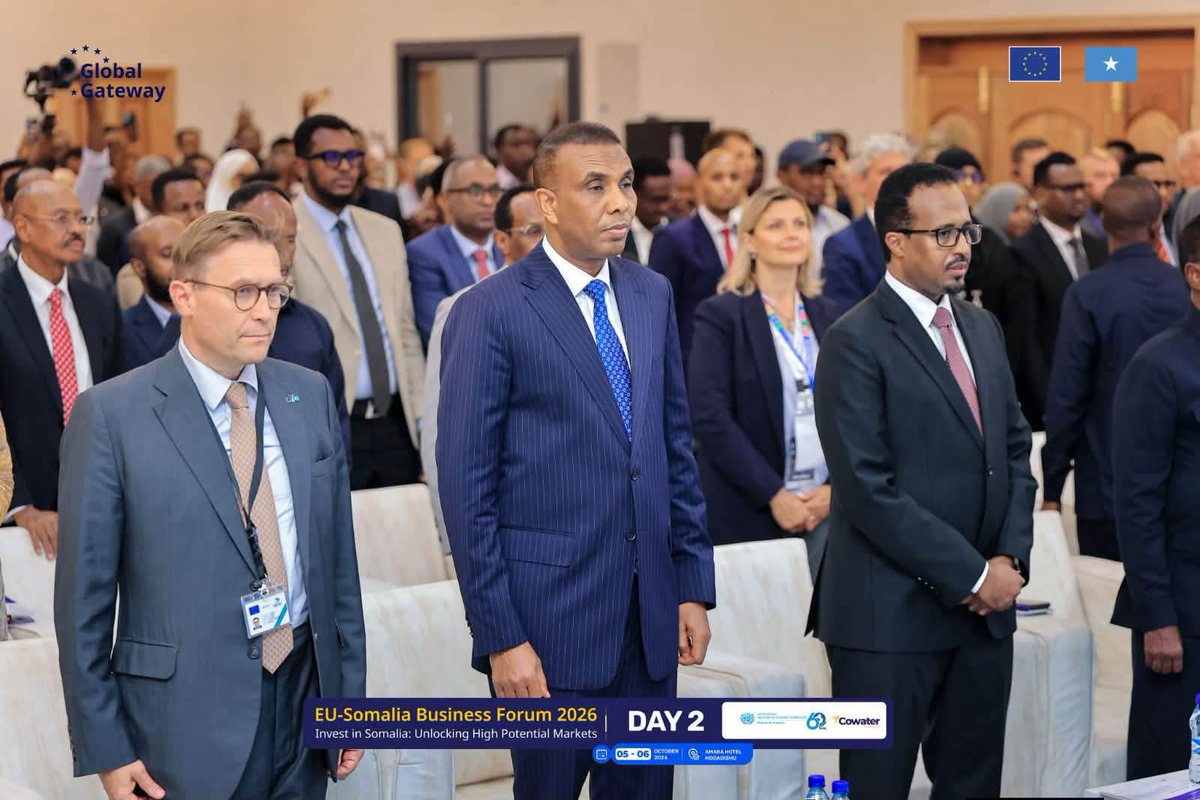 mocisom's tweet photo. 1/3.The EU–Somalia Business Forum 2026 concluded in Mogadishu, with H.E. Prime Minister @HamzaAbdiBarre delivering the closing address &amp;calling on European companies to explore Somalia’s growing investment opportunities &amp; on 🇸🇴 businesses to expand their reach into global markets https://t.co/Qz3YEqSUNP