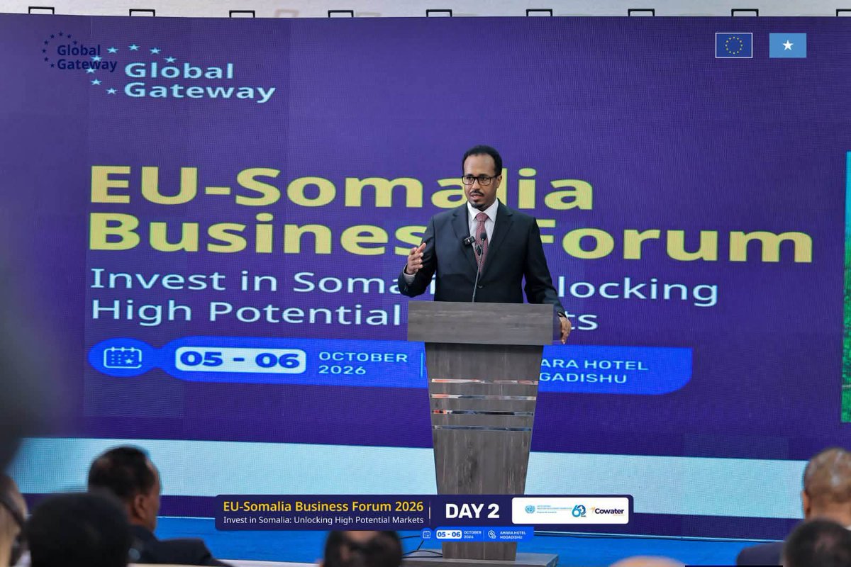 mocisom's tweet photo. 1/3.The EU–Somalia Business Forum 2026 concluded in Mogadishu, with H.E. Prime Minister @HamzaAbdiBarre delivering the closing address &amp;calling on European companies to explore Somalia’s growing investment opportunities &amp; on 🇸🇴 businesses to expand their reach into global markets https://t.co/Qz3YEqSUNP