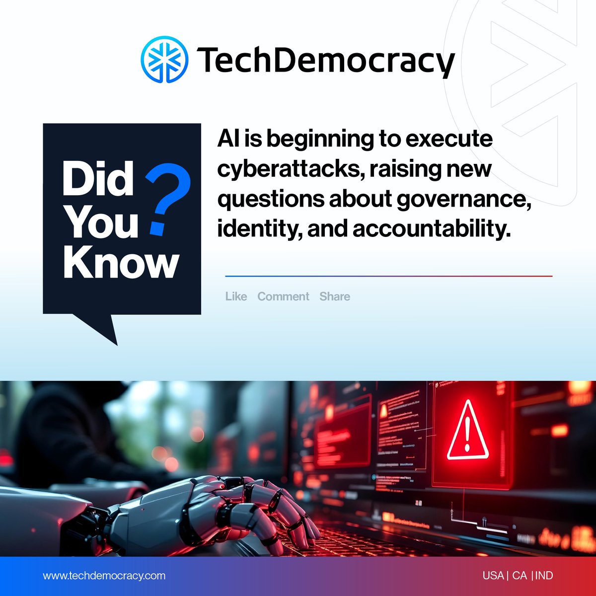 techdemocracy's tweet photo. Before your first AI agent goes into production, ask a more important question: Do you know, what that agent can access, what it can do, and who is accountable for its actions? https://t.co/1h4qxJB8lM