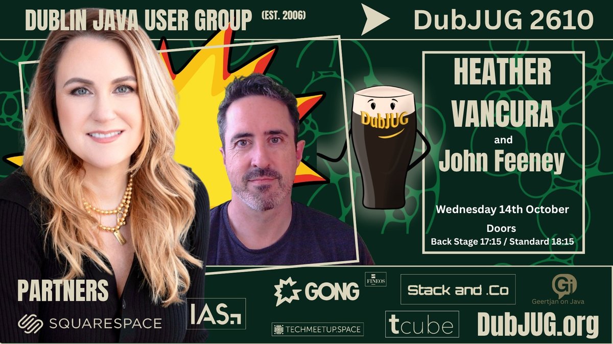 jcp_org's tweet photo. Dublin is the final stop on @heathervc's Brazil and Europe tour!
Join Heather at @DubJug on October 14 to explore Java 27, AI, and the future of programming education. John Feeney will also be speaking.
https://t.co/30aGcSp0aE
#JavaCommunity #DubJUG https://t.co/WDOCVshApg