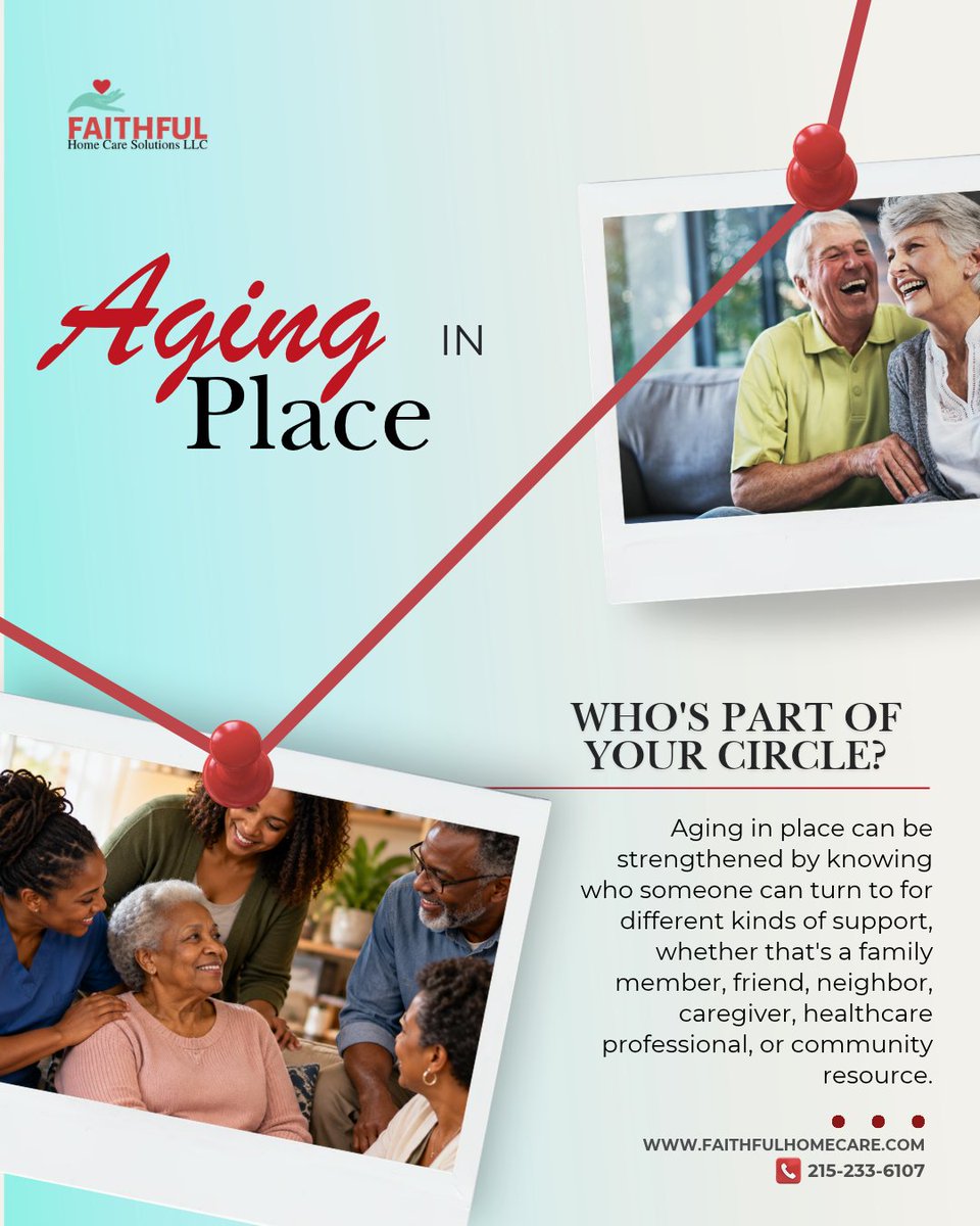 FHCS_Official's tweet photo. Aging in Place doesn't mean doing everything alone. 🏡

Support might come from family, friends, neighbors, caregivers, healthcare professionals, or community resources. 

Everyone's circle looks different. What matters is knowing who you can turn to. https://t.co/B3ro8WaO6b