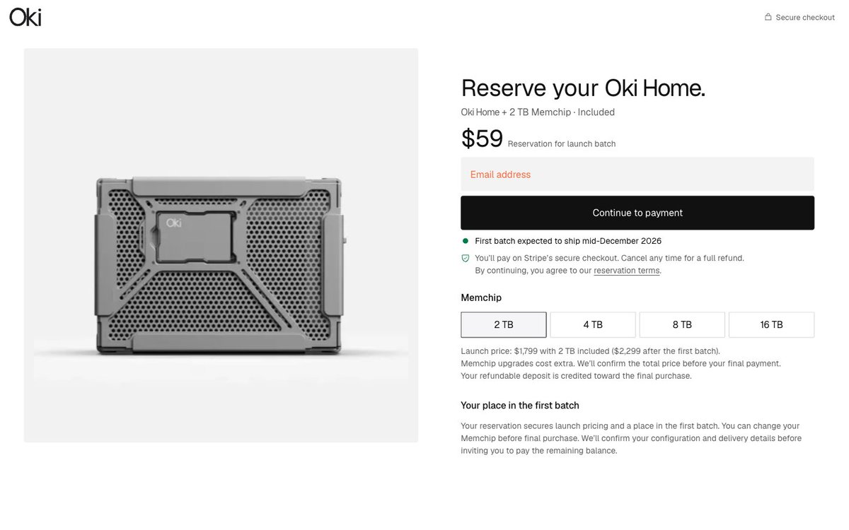 bydocshoes's tweet photo. Seeing the update from @Luofei_Chen makes me want to put down a $59 refundable deposit for Oki Home right now. @okihomeai designed a Personal AI Computer that runs 24/7. This Memory Computer keeps your files at home. https://t.co/90HXk5GsNs