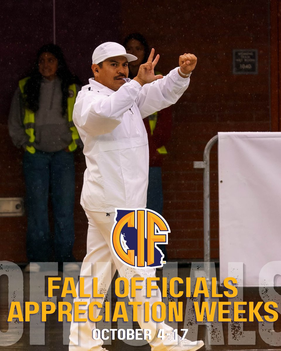 CIFState's tweet photo. 🍂 A big THANK YOU to our officials during Fall Officials Appreciation Week(s)! Your commitment helps create safe, fair, and meaningful competition!

#ThankYouOfficials #FallOfficialsAppreciation https://t.co/CXe4ahOTkm