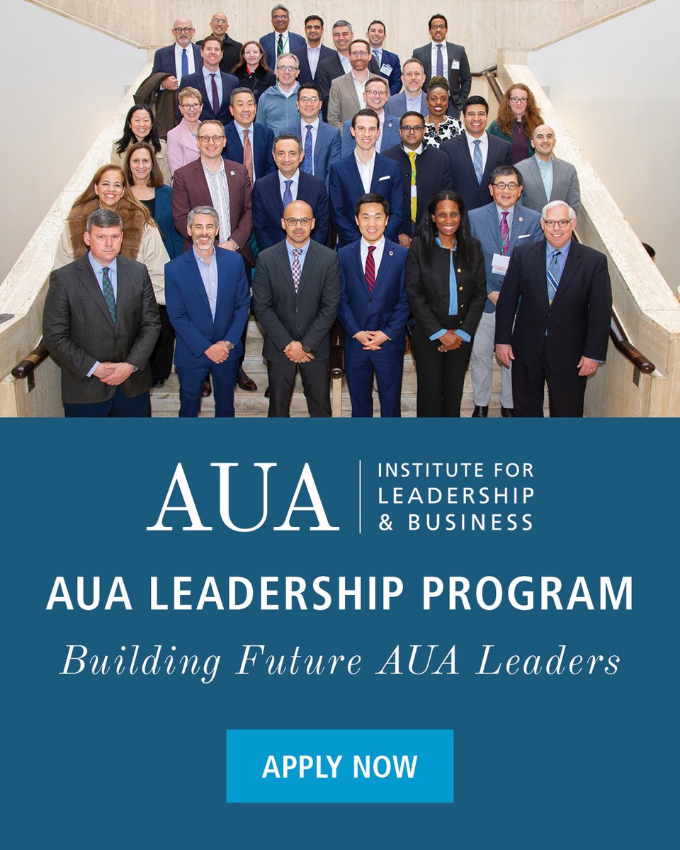 AmerUrological's tweet photo. Develop your leadership skills and style through the prestigious AUA Leadership Program! 👏

Click here to learn more and apply for this immersive, year-long program! ➡️ https://t.co/DwuXNnzrCO

#AUA #AUAMembers #Urology https://t.co/H4zUzExHbH
