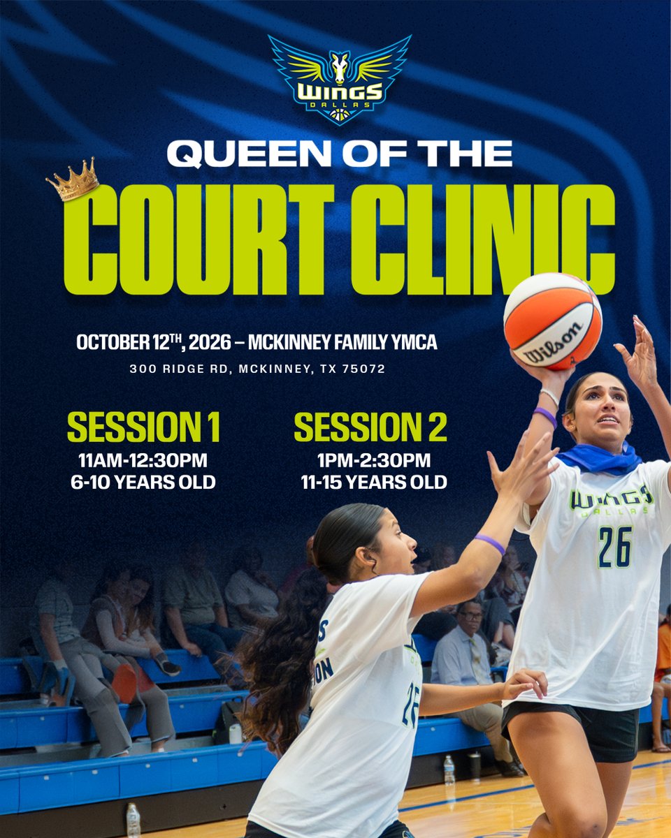 DallasWings's tweet photo. Never skip a Monday with Dallas Wings Youth Programs 🥳

We're headed to McKinney, TX for our Queen of the Court Skills Clinic on 10/12 and we can't wait to meet you!

🔗 Sign up here: https://t.co/S1J0MRNIGH https://t.co/u5cVRS0JqO