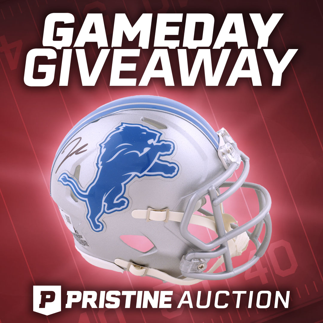 PristineAuction's tweet photo. 🚨 GAMEDAY GIVEAWAY! 🏈 
If Jahmyr Gibbs scores a TD AND the Lions win by 7+ against the Cardinals,  we’re giving away a signed Jahmyr Gibbs mini helmet! 
✅ Follow @PristineAuction
✅ Like + Retweet
✅ Comment Gibbs
⏰ Entries close at kickoff on Sunday
📅 Winner announced on 10/12