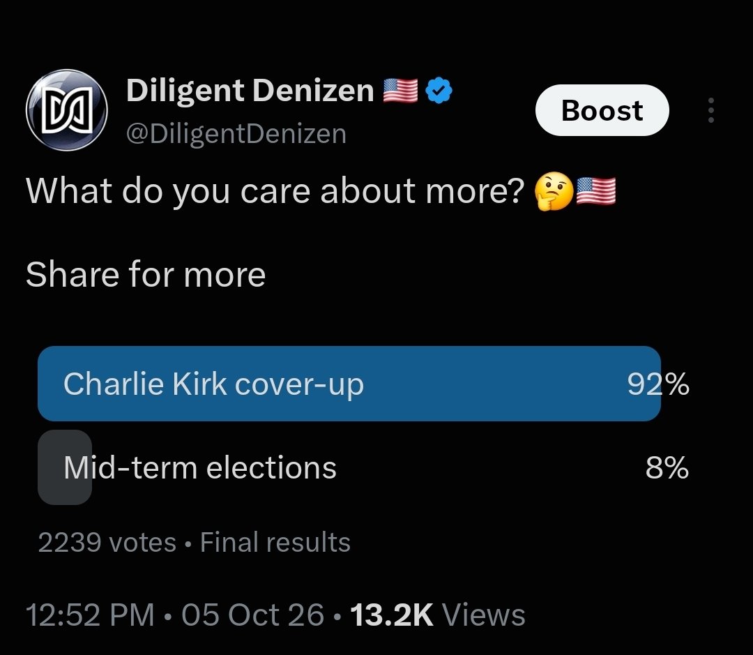 DiligentDenizen's tweet photo. Fck your "elections" - 
Who k!lled Charlie Kirk?

And arrest Epstein’s accomplices.

Otherwise what is the fcking point of even having a government? 🤷🏻‍♂️🇺🇸 https://t.co/ShW4ZG7kUy