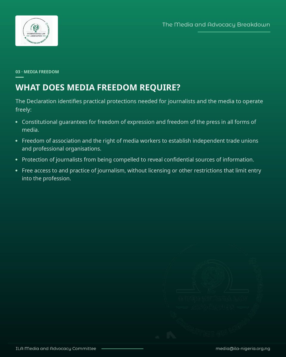 MAC_ILANIG's tweet photo. In 1994, media professionals from across Latin America and the Caribbean gathered in Santiago, Chile, continuing the growing international conversation on media freedom, independence and pluralism.
#ILANigeria #MediaAndAdvocacy #SantiagoDeclaration https://t.co/fIYVUCFUBc