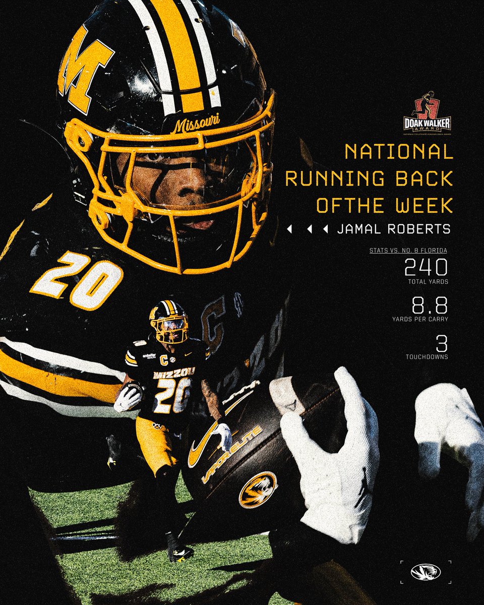 MizzouFootball's tweet photo. RB1☝️@0fficialmal20 

@DoakWalkerAward https://t.co/1ACRcRXTzR