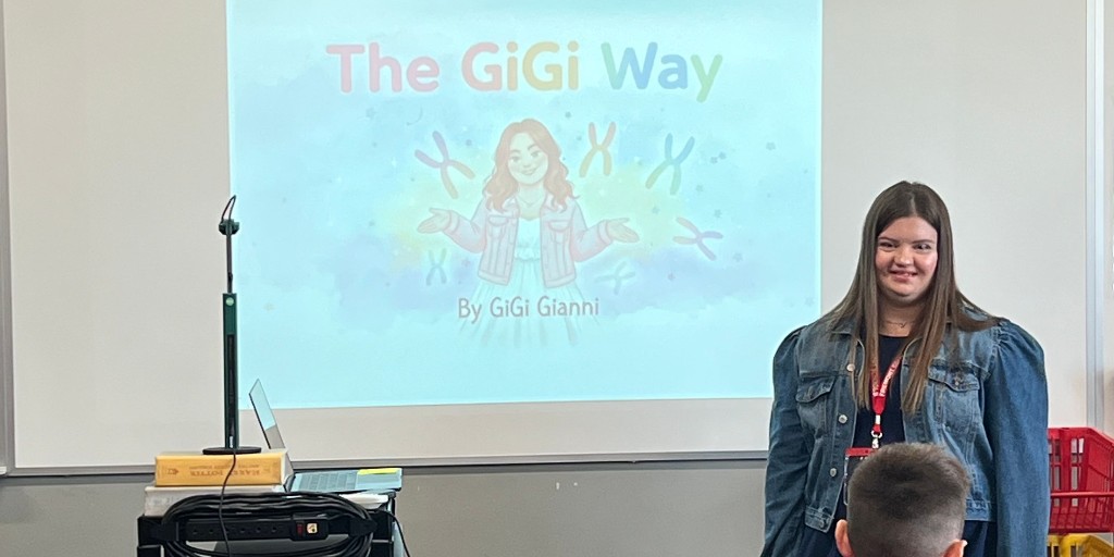 GiGis_Playhouse's tweet photo. GiGi Gianni read The GiGi Way aloud, teaching kids Down Syndrome 101. October is Down Syndrome Awareness Month. Join us! Full story 👉 [https://t.co/9hQ6ps7xwA] #SeeThePersonNotTheLabel #DownSyndromeAwarenessMonth https://t.co/8JNd5QChqt