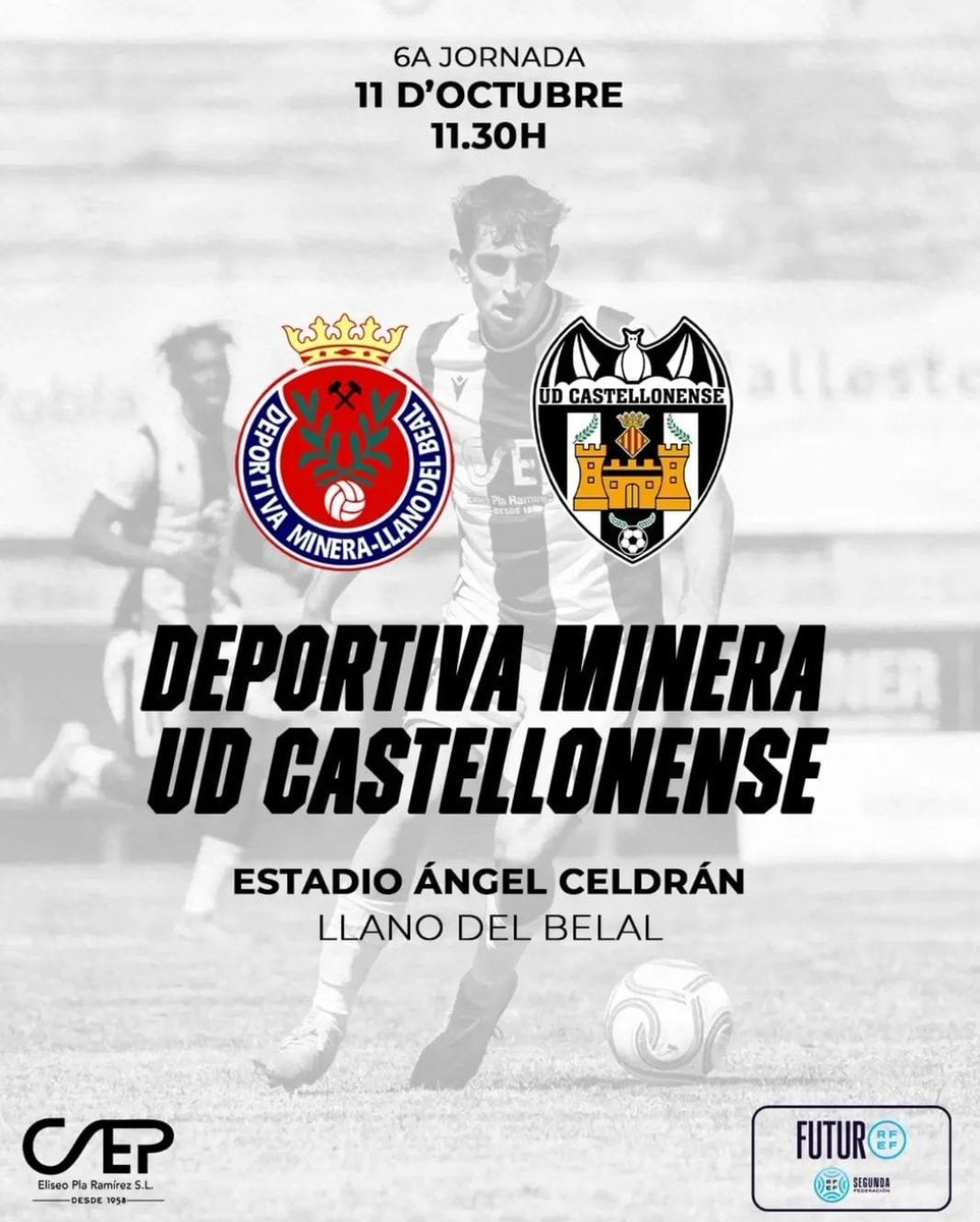 JosemiJose6's tweet photo. #INFO 📰 #SegundaRFEF 🇪🇦 || Jornada 6 || Los chicos de IÑAKI RODRÍGUEZ visitan @DeportivaMinera este #Domingo || 11:30⌚ #Minera
#100AñosPicandoAlto
Minera D11:30 @castellonense_
#RegiondeMurcia
#ComunidadValenciana https://t.co/qNBfW6EEmy