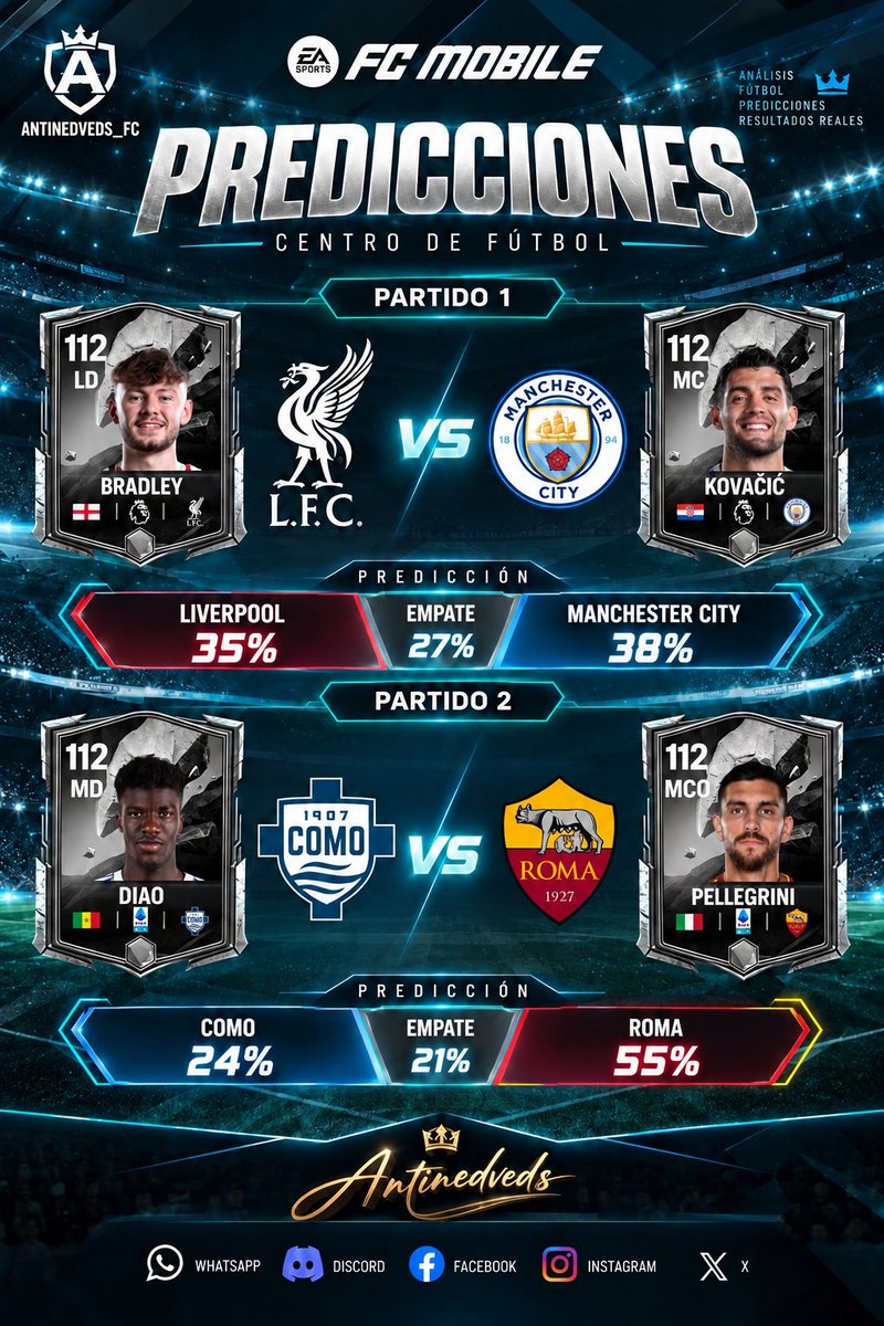 Antinedved's tweet photo. ⚽️Predicciones de los partidos de Centro de futbol!🎯

@_thetonyg_ @tutiofifa @Mr_Believer1810 @newcomerFM @enzo_tamaboshi @FirstHalfYT @HDWolvie @2EMESYT @legas1710 @XiRoOn_7
#FCM #FCMobile https://t.co/ZODhtFACpw