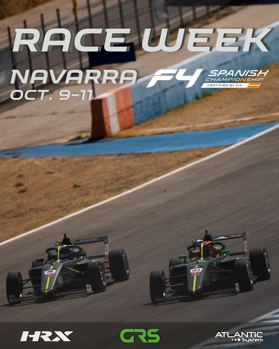 GRSTeam_'s tweet photo. IT'S RACE WEEK🗣️

👊The end of the @F4spain season is getting closer as we face the penultimate round this season at @CircuitoNavarra! Ready for an exciting weekend of racing, where we will give our best to improve the results!!

#GRSTeam #F4Spain #Motorsport #RaceWeek https://t.co/YeXZdiU3Hq