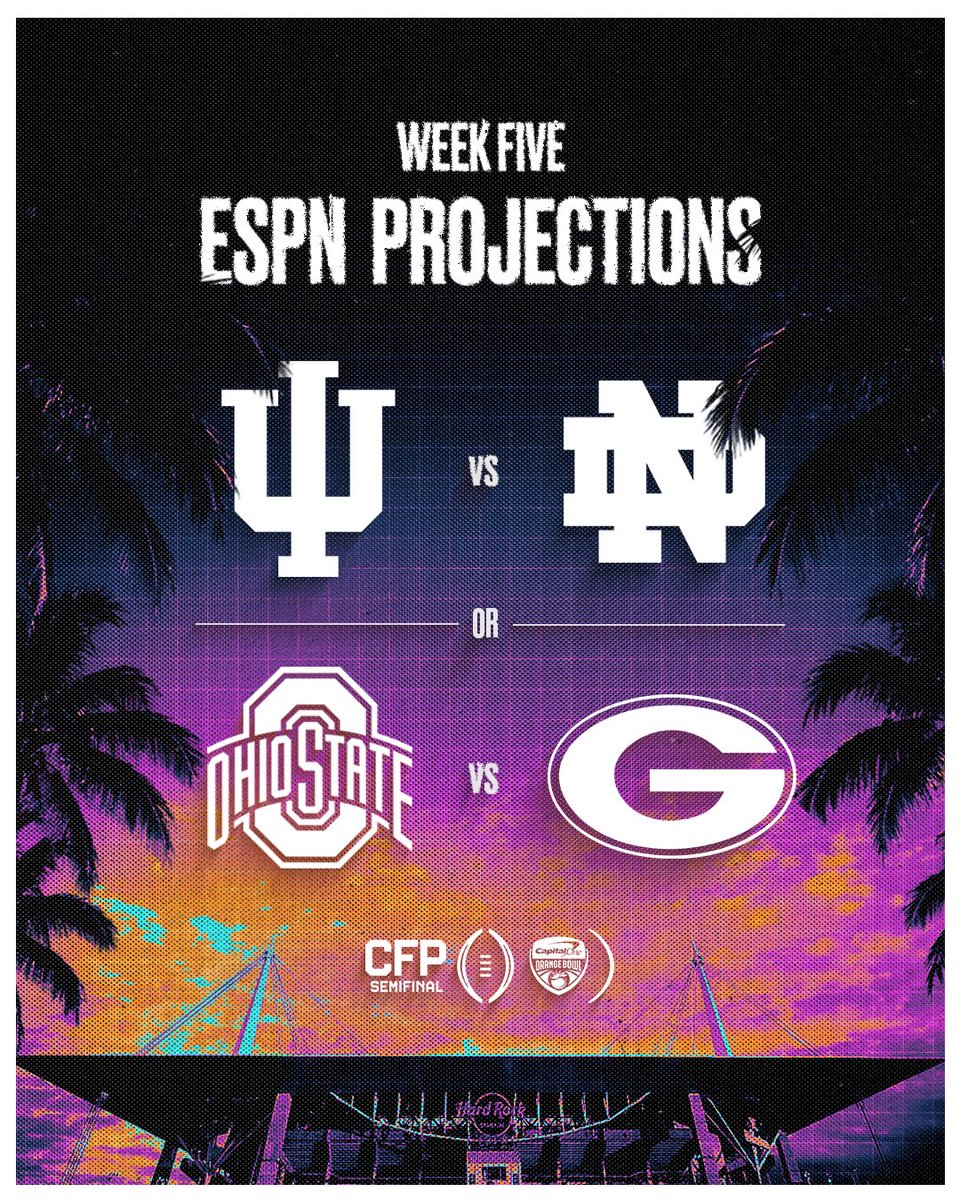 OrangeBowl's tweet photo. Whoโs headed to South Florida? ๐๐
ESPNโs Kyle Bonagura and Mark Schlabach make their latest predictions for the Capital One Orange Bowl.
#CapitalOneOrangeBowl | #CFP https://t.co/k77tTlI2dA