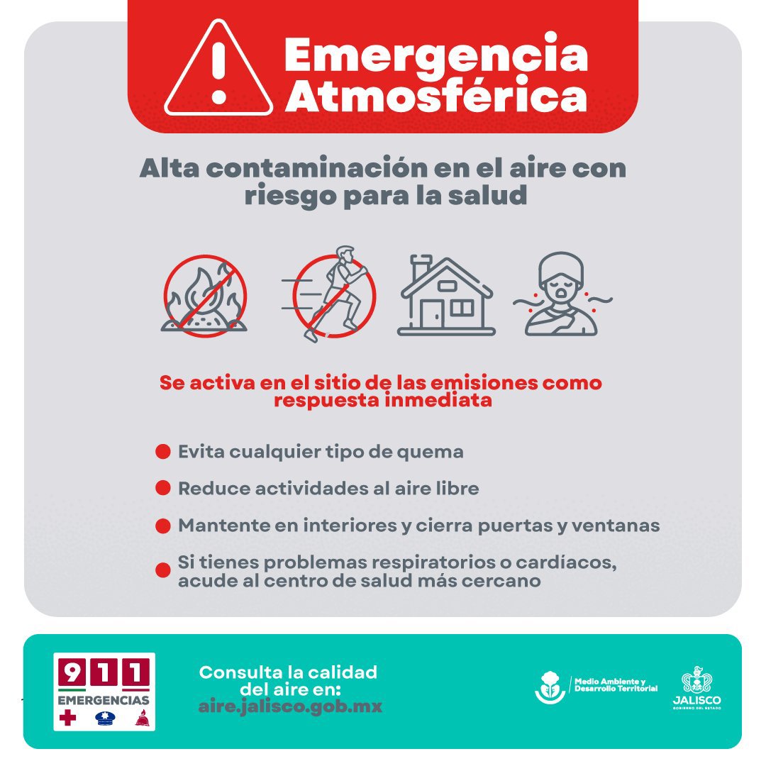 AireySaludAMG's tweet photo. SEMADET informa:
A las 10:30 hrs se #Activa 🚨 #EmergenciaAtmosférica 🚨 en #IxtlahuacándelosMembrillos y #Tlajomulco por #Fuga de Materiales Peligrosos ⚠️
Principalmente en #ParqueIndustrialPrologisArrayanes, #ParqueIndustrialSanJorge, #ColoniaLaPuertadelMuerto. https://t.co/DqAKkGwKso