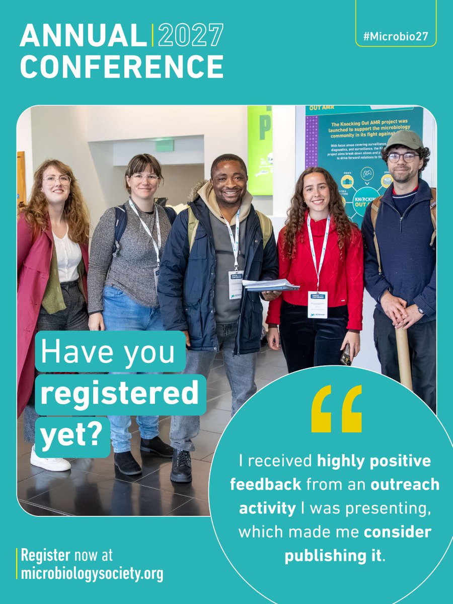MicrobioSoc's tweet photo. The UK's largest annual gathering of microbiologists is back. Annual Conference 2027 takes place 12–15 April at ICC Birmingham. Save the date and follow #Microbio27 for updates. Secure your spot early: https://t.co/OLviRbIt1z 👩‍🔬👨‍🔬 https://t.co/XdJ6D4H5Fu