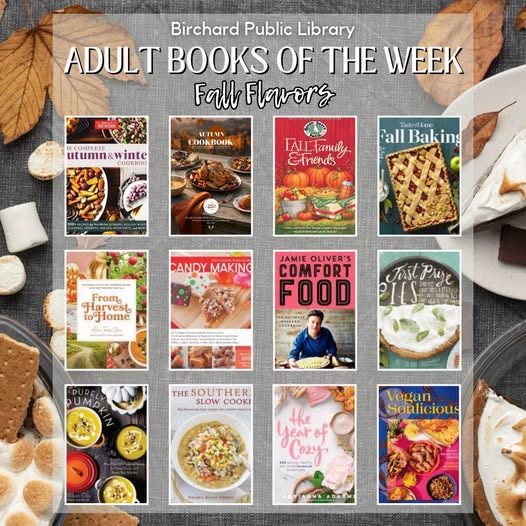 BirchardLibrary's tweet photo. Make cozy eats and tasty treats with cookbooks from the library. We have a lot of things to offer: from breads to pies to comfort food. https://t.co/W8b8qQ7PFE