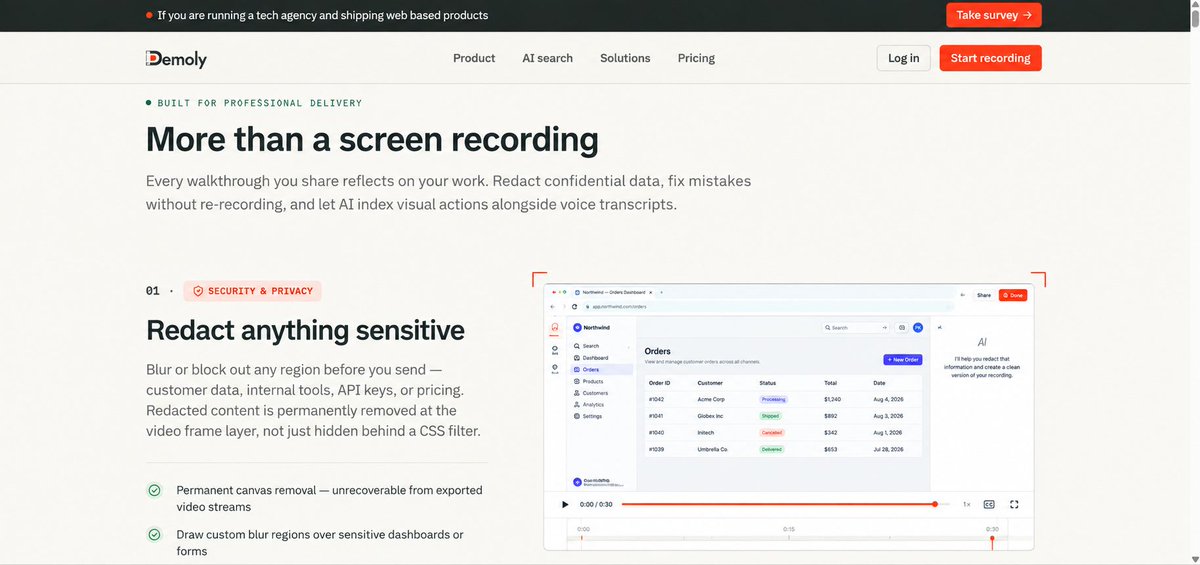 Demolyy4ls's tweet photo. I used to spend half my Friday joining client calls just to re-explain where the report button lived.

Then our dev shop built Demoly so videos redact sensitive Stripe keys automatically and clients query the UI themselves.

Now meetings are optional.

#remotework #productivity https://t.co/kP6yqdTdyf