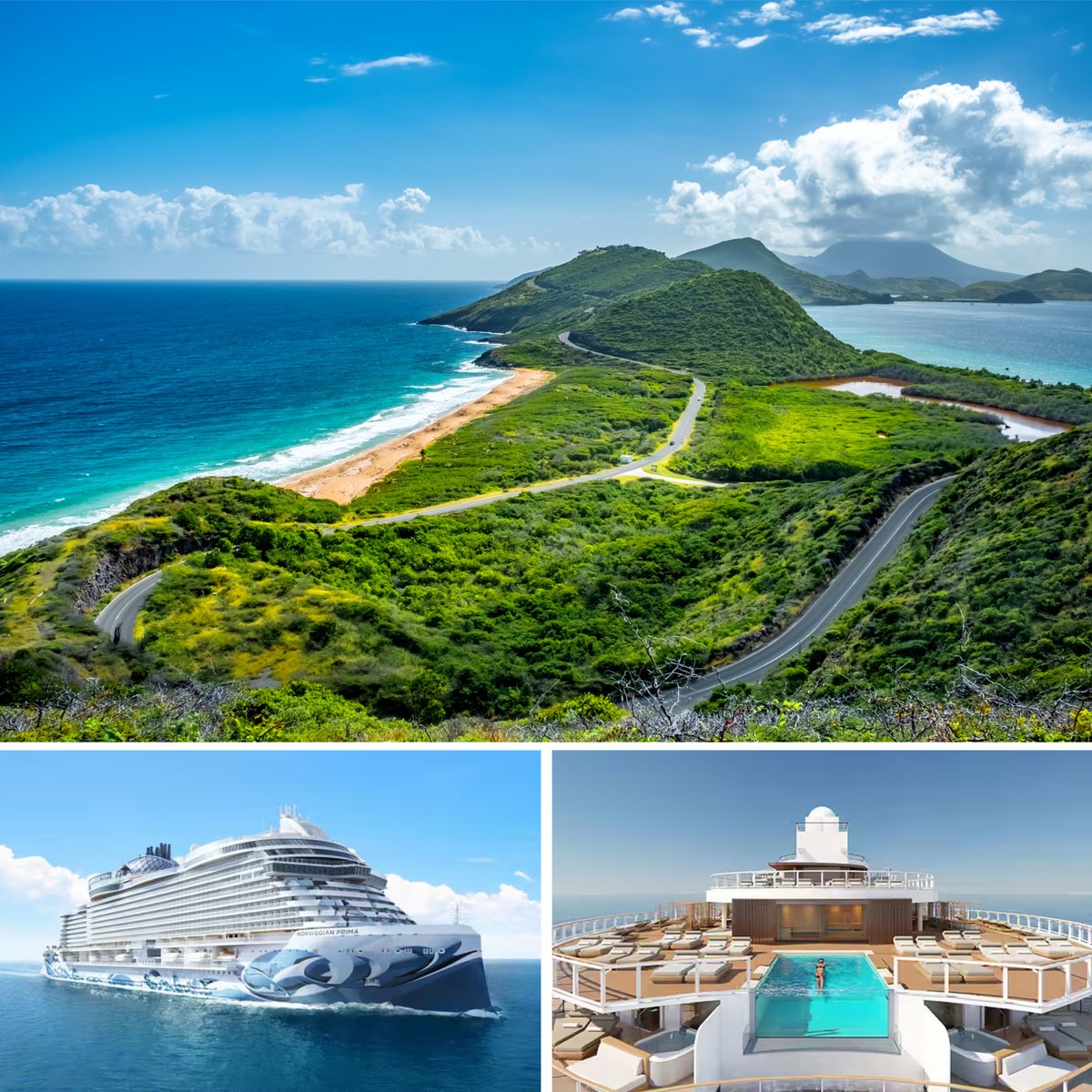 ReedVacations's tweet photo. Discover Saint Kitts on your next Caribbean sailing. 🚢 With Norwegian Cruise Line, arrive in Basseterre and explore volcanic hills, coastal views, historic sites, beaches &amp; scenery. Reach out today! (302) 595-2011 https://t.co/IjjG3d5uka
