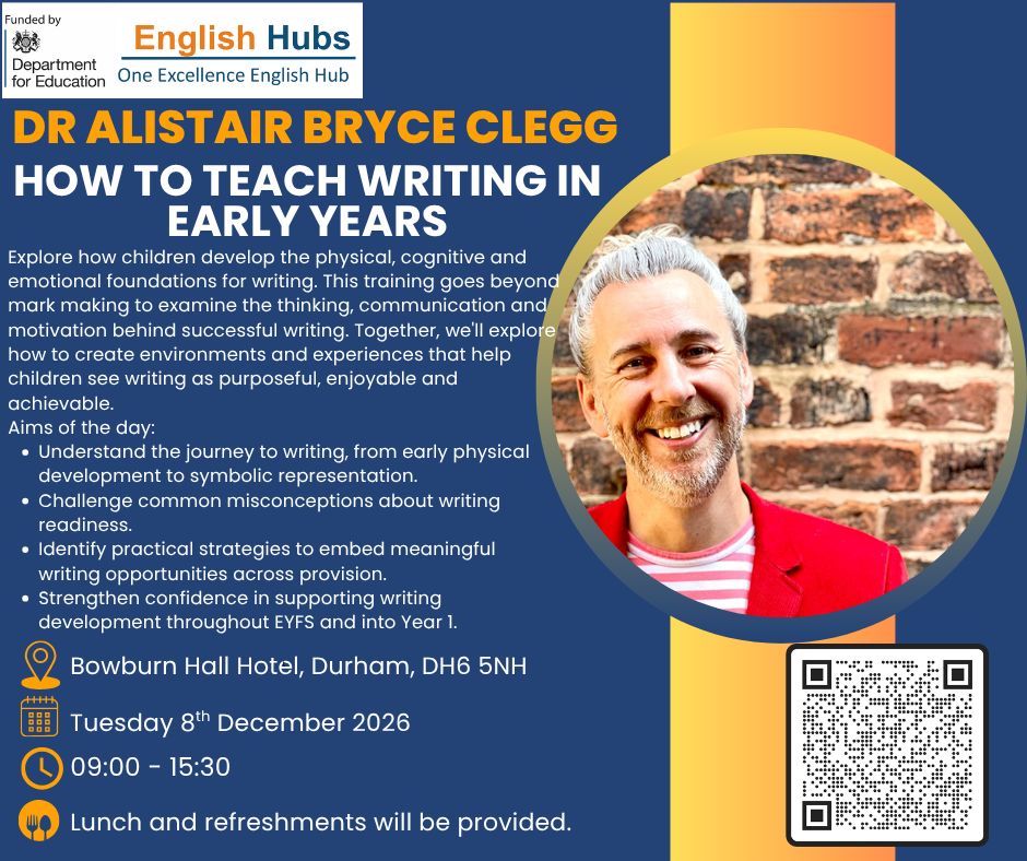 OneExcellenceEH's tweet photo. ✍️ Join Dr Alistair Bryce-Clegg for an inspiring and practical Free training day exploring how to teach writing in the Early Years. 

Book now: https://t.co/OgdarWGVkX https://t.co/FIRVmbYaLx