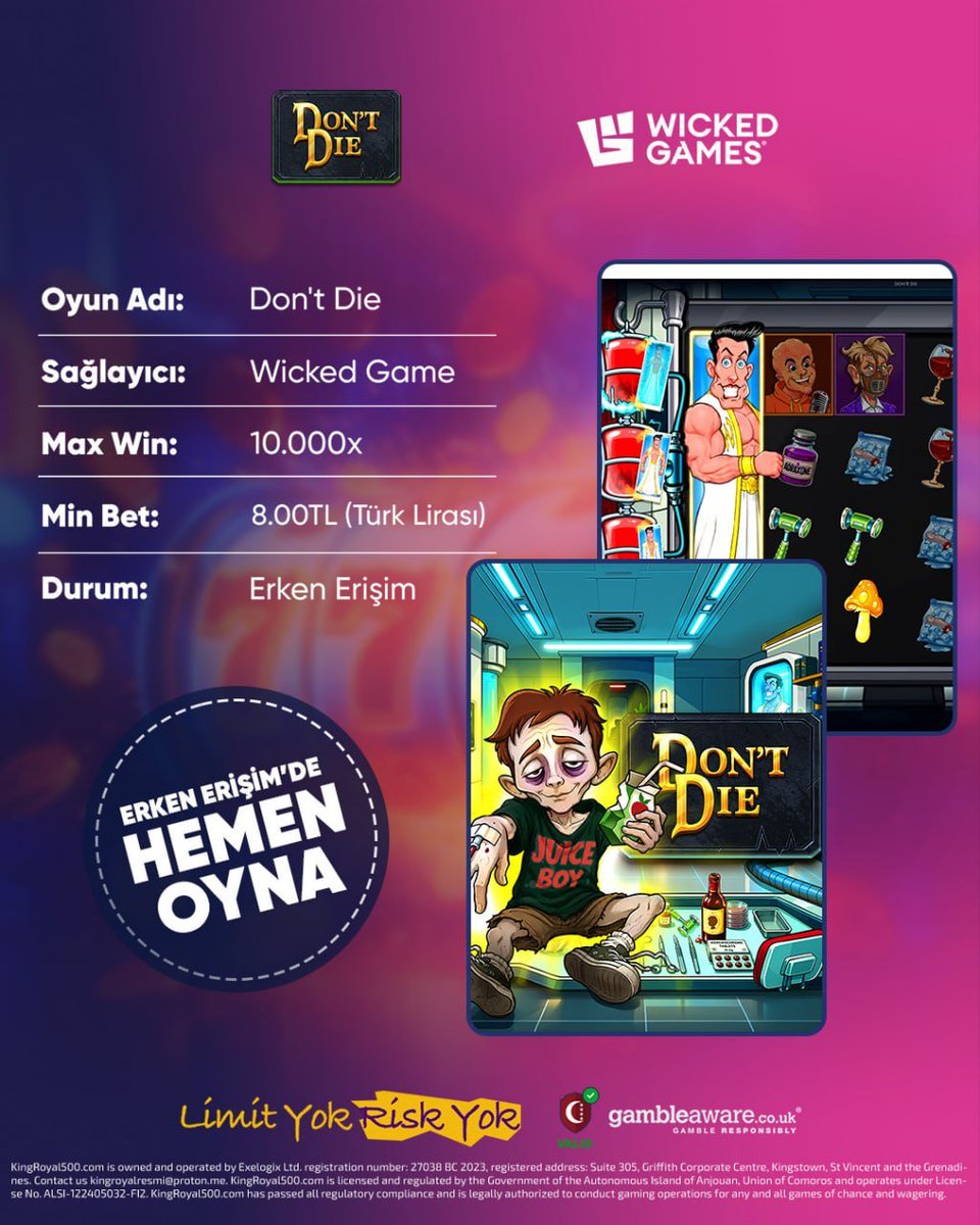 SerhanEsma's tweet photo. ERKEN ERİŞİM: DON’T DIE! 

Wicked Games imzalı Don’t Die, 10.000x Max Win potansiyeliyle herkesten önce #Kingroyal’de keşfedilmeyi bekliyor.

Güncel giriş yorumlarda!
#HemenÖdePBLK #adaletyoksa https://t.co/ekNT07EbY9