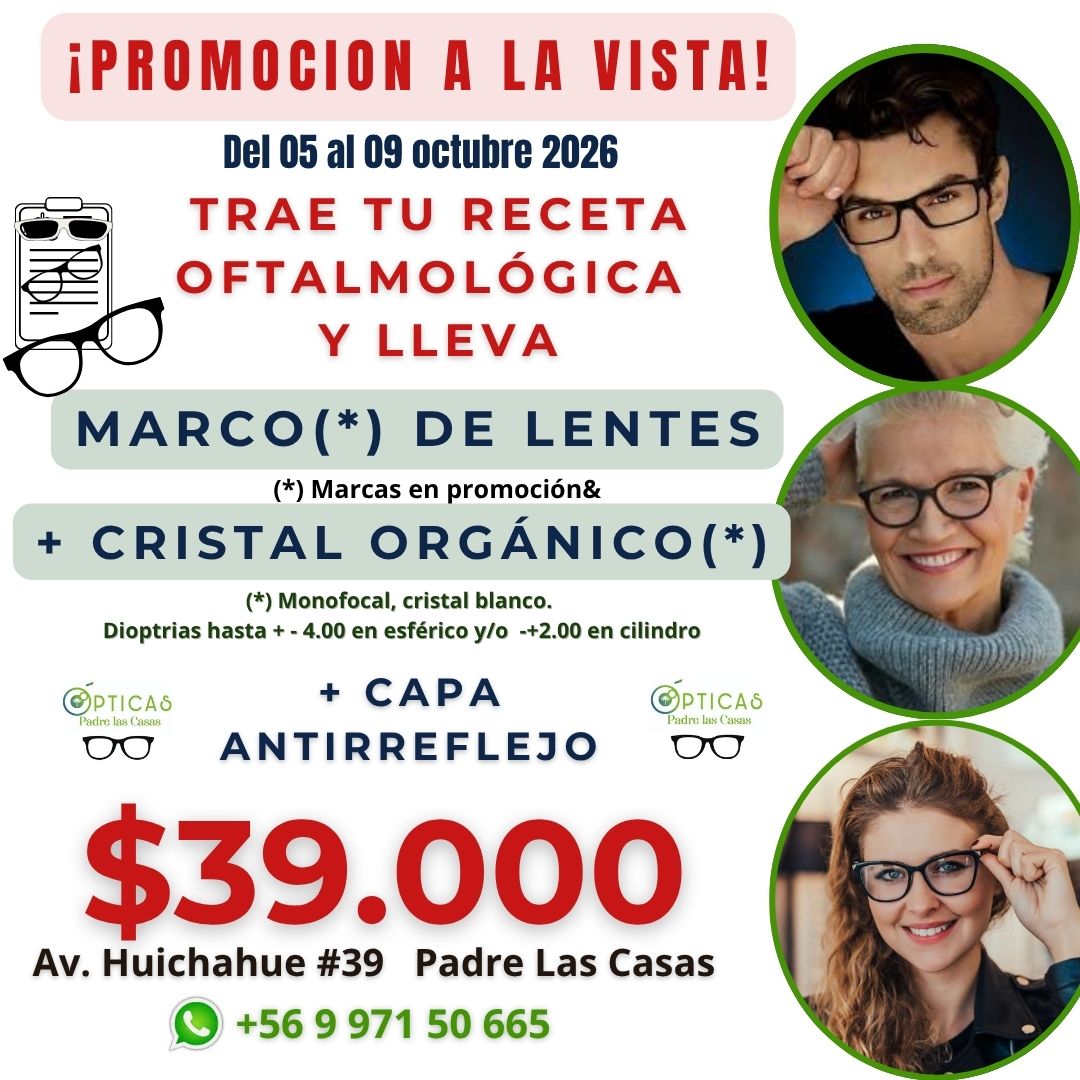 opticasplc's tweet photo. Enfoca tu vida y tu bolsillo con esta #PromocónALaVista  en lentes ópticos en 
@opticasplc
 
#OpticasPadreLasCasas 👓😎👌
 👉5 al 7 de octubre 2026
🎯Av. Huichahue #39  #PadreLasCasas 
#Maquehue #Huichahue #Niagara #Licanco #Metrenco #Quepe #SanRamon #Cunco #Melipeuco #Araucania https://t.co/JLFqyJfuji