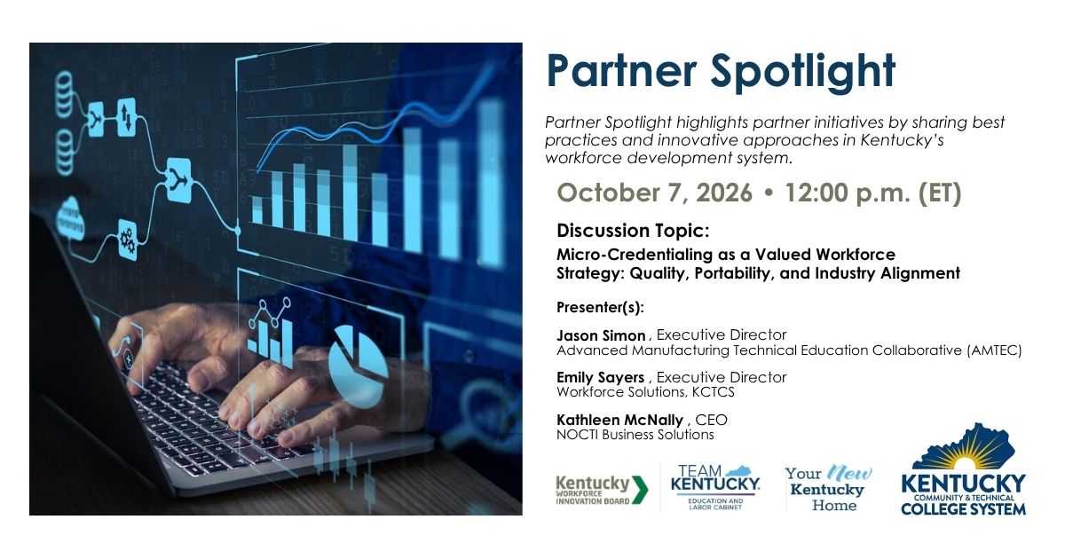 KCTCS's tweet photo. Join us October 7 at 12:00 p.m. ET for a conversation on how micro-credentials can strengthen Kentucky’s workforce by providing quality, portable, and industry-aligned pathways to skill development.

Zoom link: https://t.co/9Xd6op39Kw
Passcode: 431173 https://t.co/FKl4KdlPhY